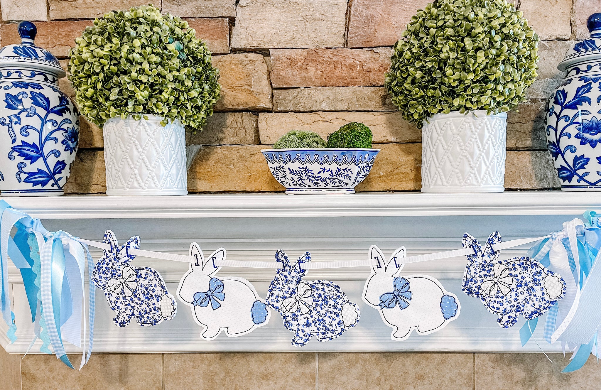 Blue and White Bunny Banner