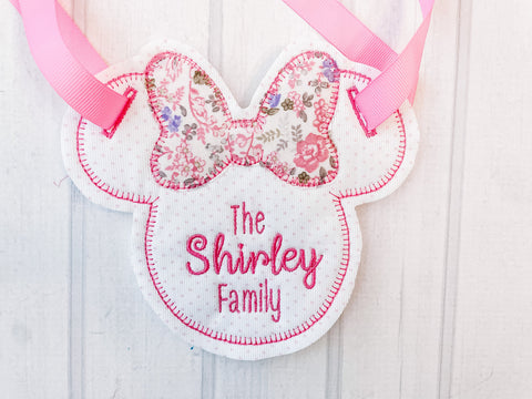 Classic Mouse Ears with Bow Stroller Tag