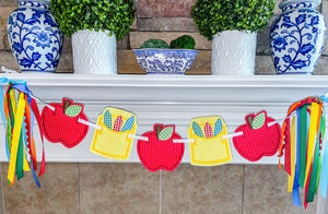 Crayon and apple banner (full length)